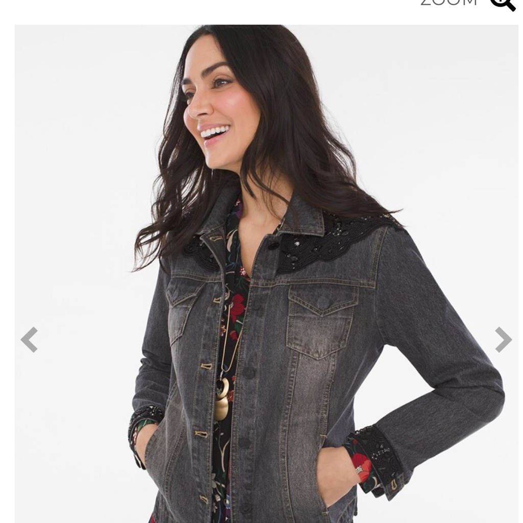 *Chicos Black Jeweled Denim Jacket *Us Size 4/6 Sp